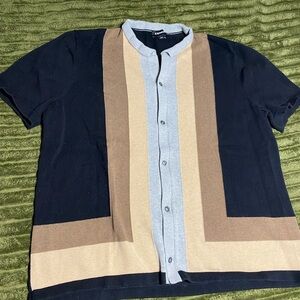 Express Black and Tan Casual Button-Down Shirt